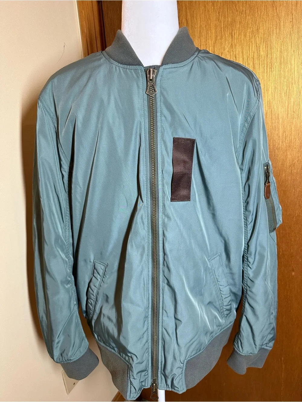 Abercrombie & Fitch MA-1 Flight Bomber Jacket Men's Size L Sage Green Quilted